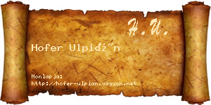 Hofer Ulpián névjegykártya